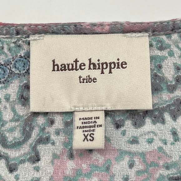Haute Hippie Boho Peasant Patchwork Print Tunic Top XS Flowy Artsy Lagenlook - Picture 10 of 14